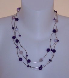 Modern Agaat en zilver collier, 3 strengen