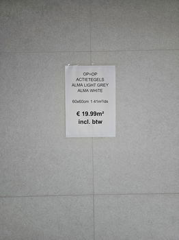 Goedkope eerste keus tegels in Breda en Lier. Grote tegels voor €19,99 p/m². Elke zondag open. - 1