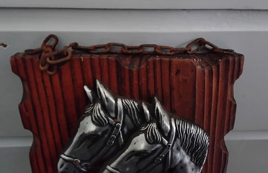 Vintage houten sleutelbord - sleutelrek - paarden - paard - 4