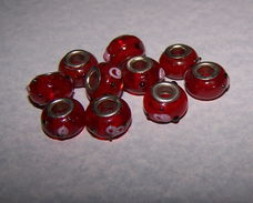 Rode glazen bead, Pandora stijl