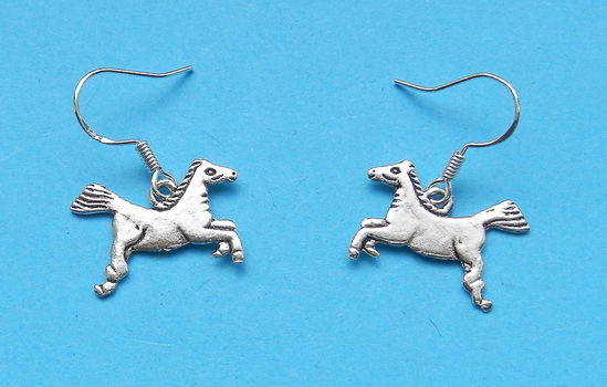 Paard oorbellen, Tibet zilver, model F - 0