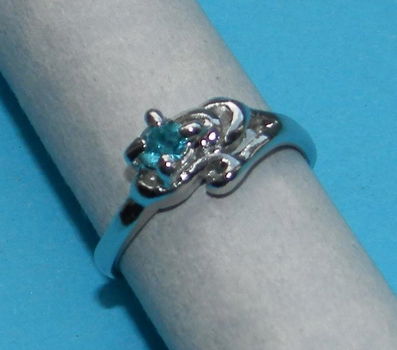 Zilveren ring met lichtblauwe Swarovski - model AM - maat 16 - 0
