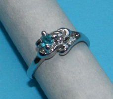 Zilveren ring met lichtblauwe Swarovski - model AM - maat 16