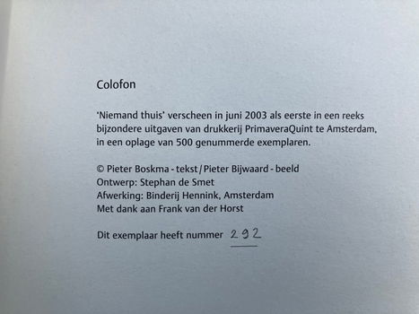 Niemand thuis (gedichten) - Pieter Boskma, Pieter Bijwaard - 4