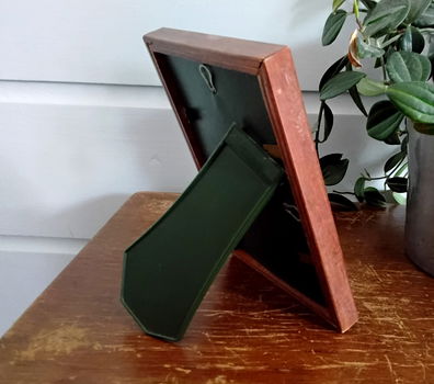 Vintage houten fotolijstje met groene achterzijde - 2