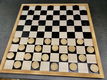 Als nieuwe Schaak Tafel met grote Schaak stukken compleet + 2 leren stoelen erbij op wieltjes - 4 - Thumbnail