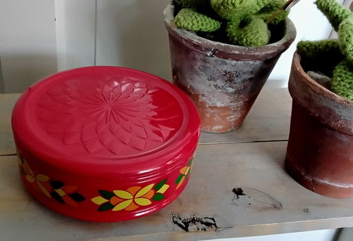 Vintage Emsa rode koekjestrommel - koektrommel - jaren 70 - 2