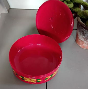 Vintage Emsa rode koekjestrommel - koektrommel - jaren 70 - 5