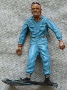 Figure / Figuur, PVC, Mechanic - Crew Pit Stop, Schaal 1:35, Scalextric, Hong Kong, 1970s.(Nr.1)