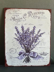 decoratie bord lavendel , metaal