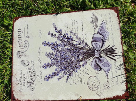 decoratie bord lavendel , metaal - 5