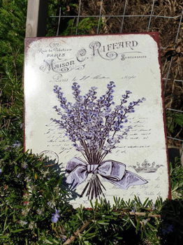 decoratie bord lavendel , metaal - 6