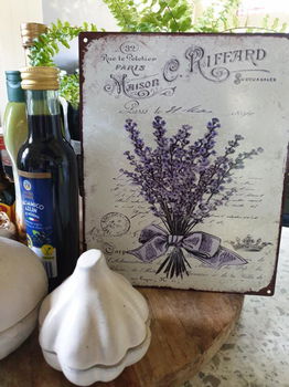 decoratie bord lavendel , metaal - 7