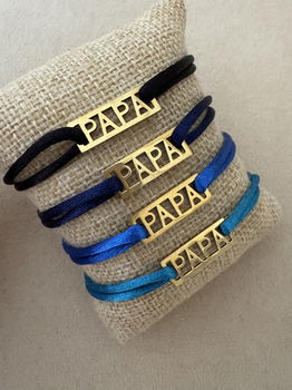 Gouden papa bedel armband aan satijn koord naar keuze - 0