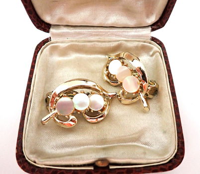 Vintage clips met parelmoer - 1