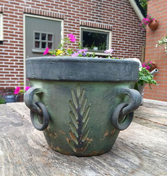 Grote aparte bloempot in geleefde staat - 3