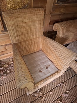 Rieten tuinset. Bank plus 1 stoel. Inclusief kussens - 1