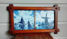 Delftsblauwe tegels in eikenhouten lijst - hollandse voorstelling - 0 - Thumbnail