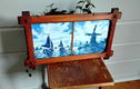 Delftsblauwe tegels in eikenhouten lijst - hollandse voorstelling - 1 - Thumbnail
