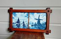 Delftsblauwe tegels in eikenhouten lijst - hollandse voorstelling - 2 - Thumbnail