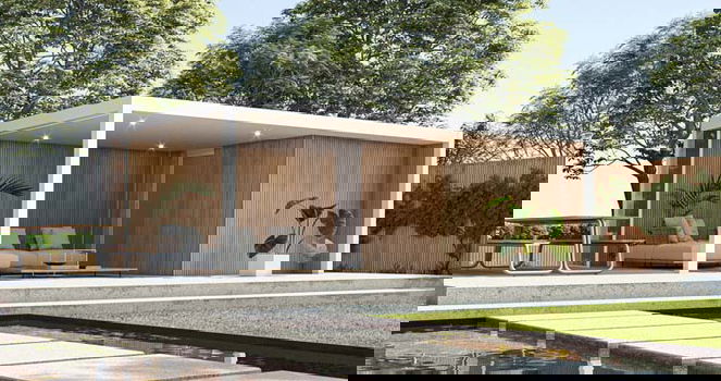 Strak tuinhuis MALUWI -Aluminium in diverse standaard maten - 0