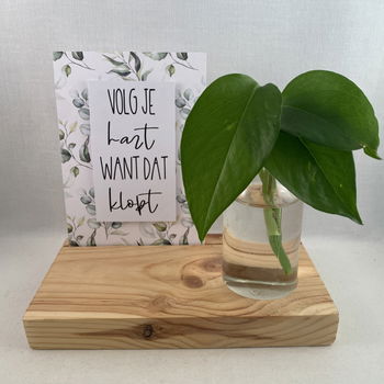decoratie set houten standaard & quote kaart & vaasje adv 6 - 0