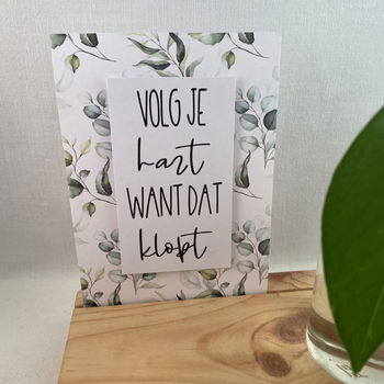 decoratie set houten standaard & quote kaart & vaasje adv 6 - 1