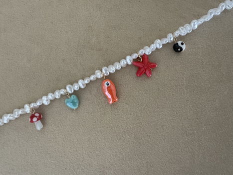 Parel ketting met verschillende bedels ibiza zomer vis ster - 0