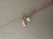 Gouden schakel ketting met roze kralen en vis toggle ketting - 0 - Thumbnail