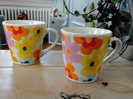 2 Vrolijke mokjes met bloemen - mokken - flower power - 3