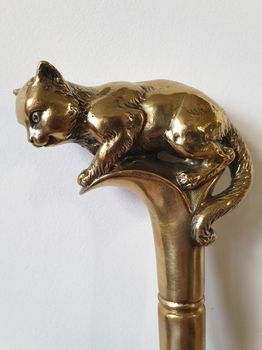 wandelstok met bronzen handgreep - 0