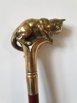 wandelstok met bronzen handgreep - 1