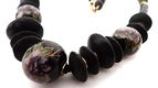 Houten collier met cloisonnee kralen - 3 - Thumbnail