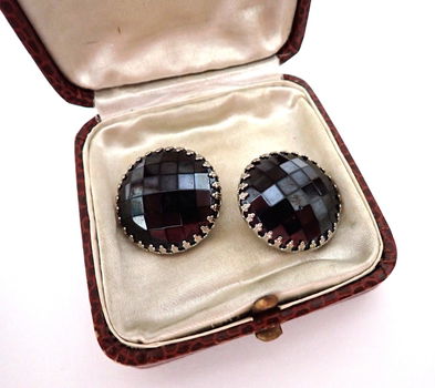 Prachtige oude clips, zwart glas - 1