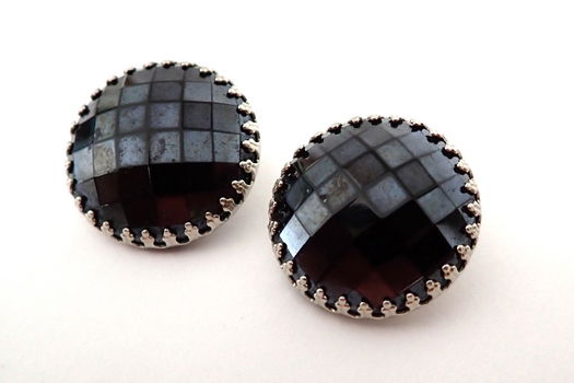 Prachtige oude clips, zwart glas - 2