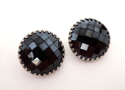 Prachtige oude clips, zwart glas - 3