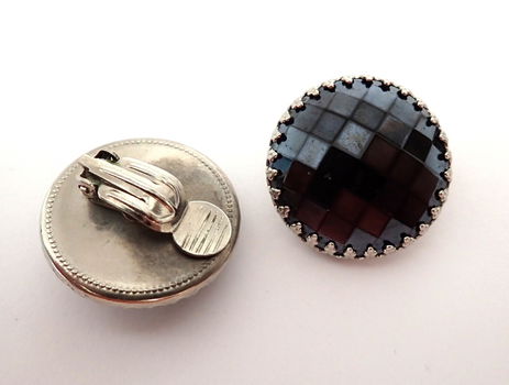 Prachtige oude clips, zwart glas - 4