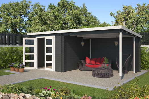 Blokhut met overkapping Manuel 600x275 Onbehandeld vuren - 4