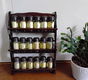 Vintage houten kruidenrek met potjes - grote variant met 18 potjes - 1 - Thumbnail