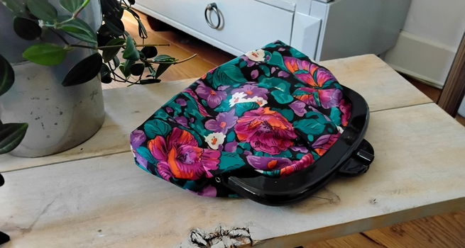 Vintage make-up tas - make-up tasje - toilettasje - toilettas 80, 70 , 60 - 1