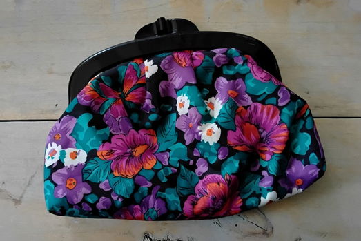 Vintage make-up tas - make-up tasje - toilettasje - toilettas 80, 70 , 60 - 2