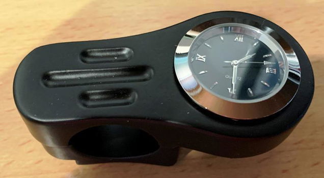 Zwart Stuur klokje, Zwart uurwerk 22mm / 25mm, per stuk - 1