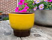 Vintage bloempot - bruin - geel - 0 - Thumbnail