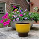 Vintage bloempot - bruin - geel - 1 - Thumbnail