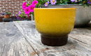 Vintage bloempot - bruin - geel - 3 - Thumbnail