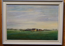 Fries landschap Boerderij Koeien Makkinga olieverf H. de Jong schilderij Akkrum