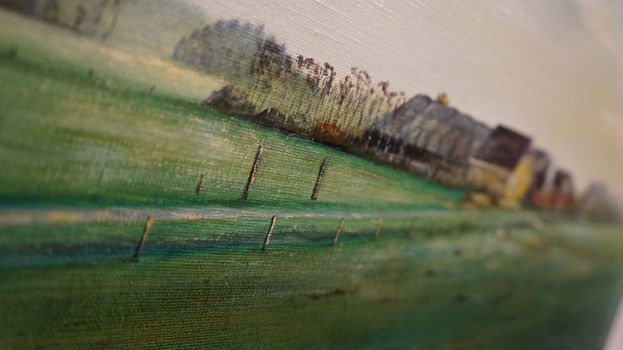 Fries landschap Boerderij Koeien Makkinga olieverf H. de Jong schilderij Akkrum - 3