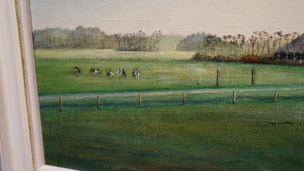 Fries landschap Boerderij Koeien Makkinga olieverf H. de Jong schilderij Akkrum - 6