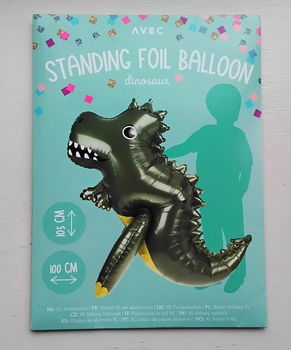 Folieballon Dinosaurus - staand - 100 cm × 105 cm - nieuw - 0