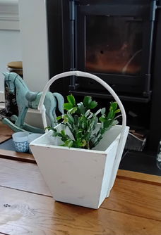 Brocante houten mand hengselmand plukmand (landelijk shabby chic brocant)
